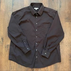 MERONA chocolate brown button down top, size XL
